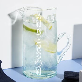 Personalised 100% Recycled Eco Glass Jug One L Clear, 2 of 3