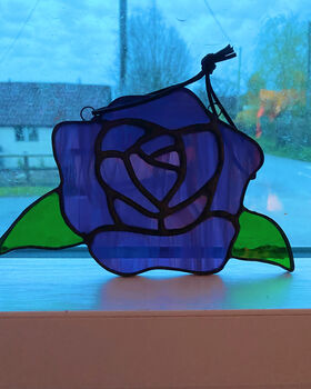 Rose Stained Glass Sun Catcher Wall And Window Art, 6 of 8