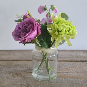 Purple Rose Artificial Bouquet In Vase, 4 of 5