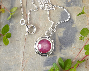 Natural Pink Sapphire Necklace In Sterling Silver, 3 of 3