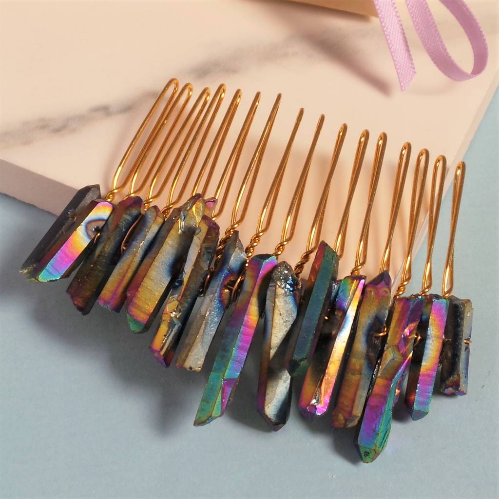 Raw Crystal Rainbow Hair Comb By Jewellery Made By Me