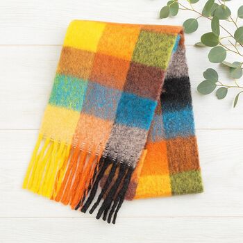 Multicoloured Tartan Print Scarf, 3 of 6