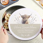 Personalised Highland Cow Cake Tin New Home Gift, thumbnail 2 of 2
