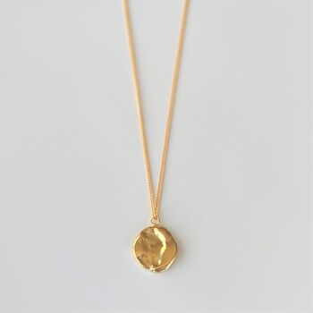 Gold Molten Disc Pendant Necklace, 2 of 2