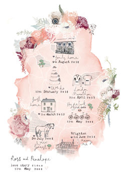 Personalised Love Stories Illustrated Map By Bryony Fripp ...