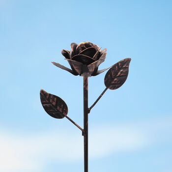 Recycled Iron Distressed Copper Rose Garden Stake, 2 of 6