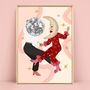 Burgundy Moon Dance Art Print, thumbnail 1 of 2
