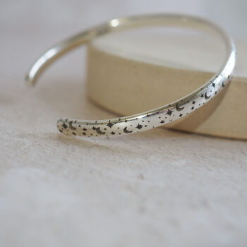 Sterling Silver Starry Night Print Cuff, 3 of 5