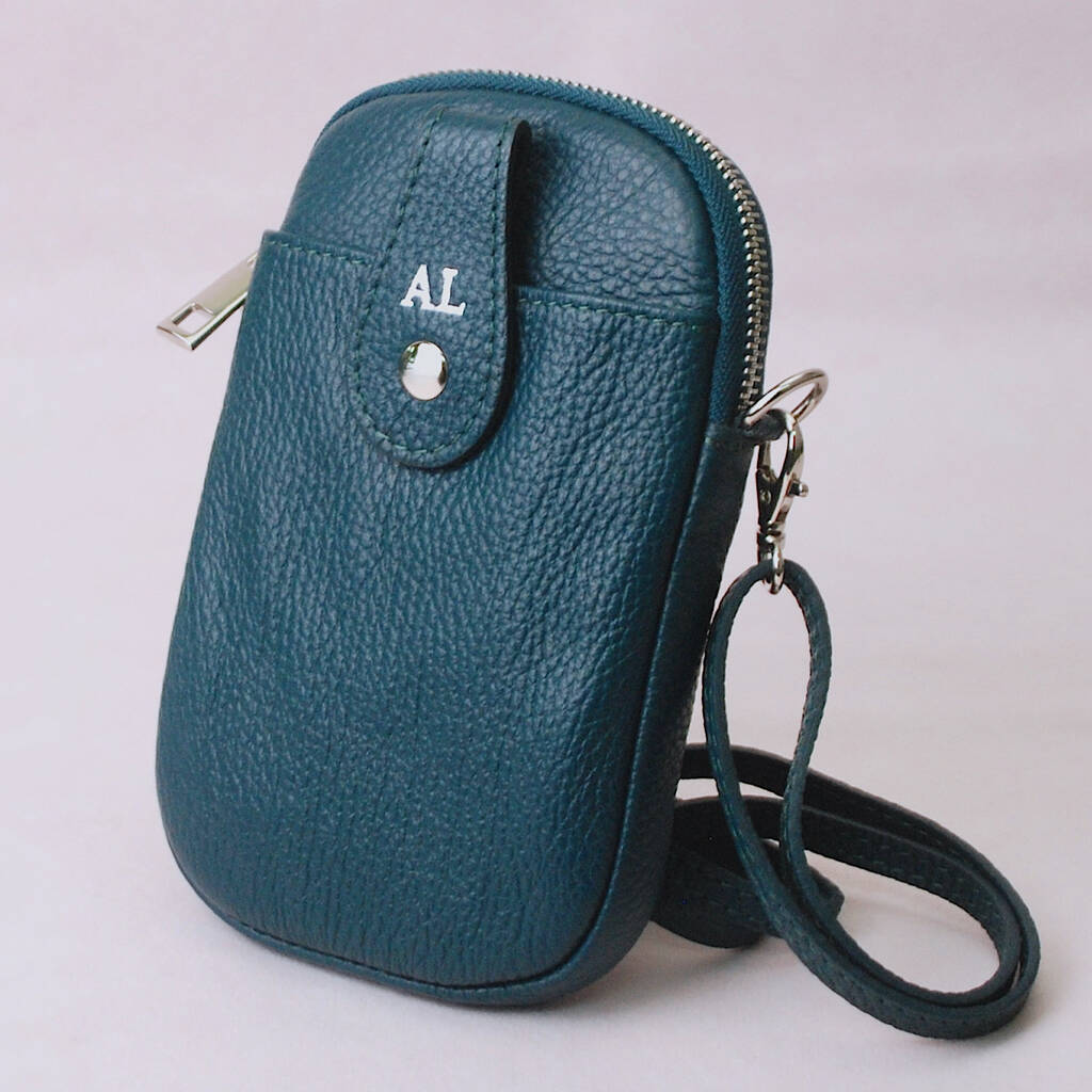 Personalised Monogram Leather Crossbody Phone Pouch By Penelopetom