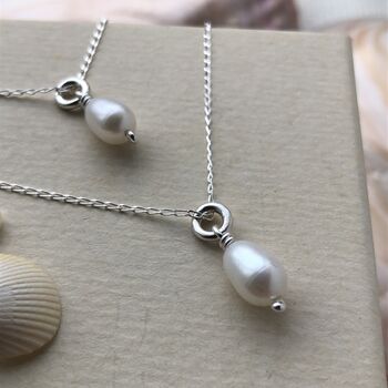 Recycled Sterling Silver And Freshwater Pearl Drop Necklace, 4 of 9