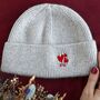 Personalised Hearts Cashmere Wool Beanie Winter Hat, thumbnail 1 of 7