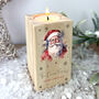 Personalised Any Message Traditional Santa Wooden Tea Light Holder 10cm H X Five.5cm W X Five.5cm D, thumbnail 1 of 6