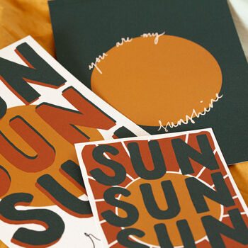 You Are My Sunshine Textured Hand Lettered Sun Print, 7 of 8