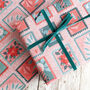 Midcentury Stamps Christmas Wrapping Paper, thumbnail 2 of 3