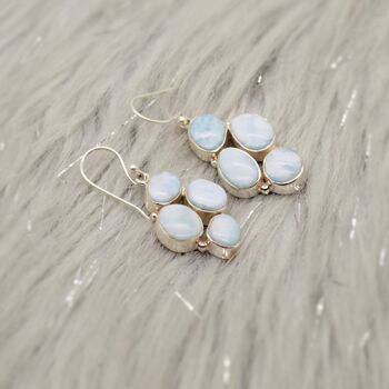 Larimar Drop Earrings: Sterling Silver Blue Gemstone, 11 of 12