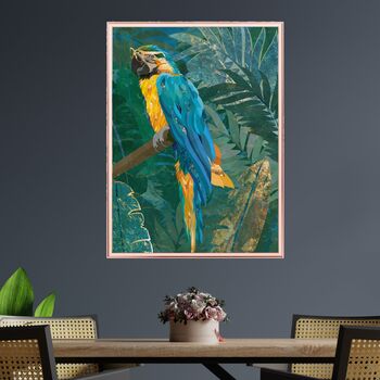 Macaw Gold Glasses Tropical Jungle Wall Art Print, 3 of 4