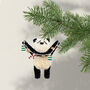 Christmas Bristle Panda Decoration, 13cm, thumbnail 1 of 2