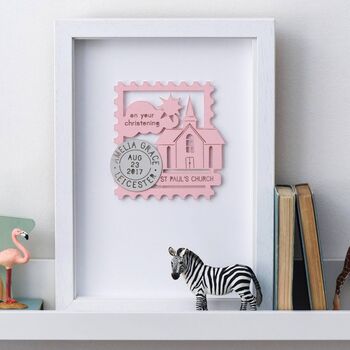 Personalised Paper Cut Christening Wedding Framed Print, 2 of 4