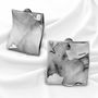 Clip On Square Textured Sterling Silver Earrings, thumbnail 2 of 4