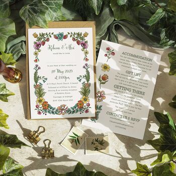 Folk Florals Evening Invitations And Envelopes, 2 of 9