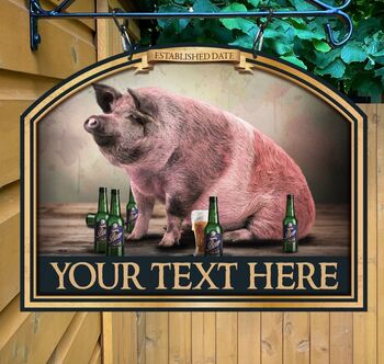 Pig And Bottle Personalised Pub Sign/Bar Sign/Man Cave, 4 of 8