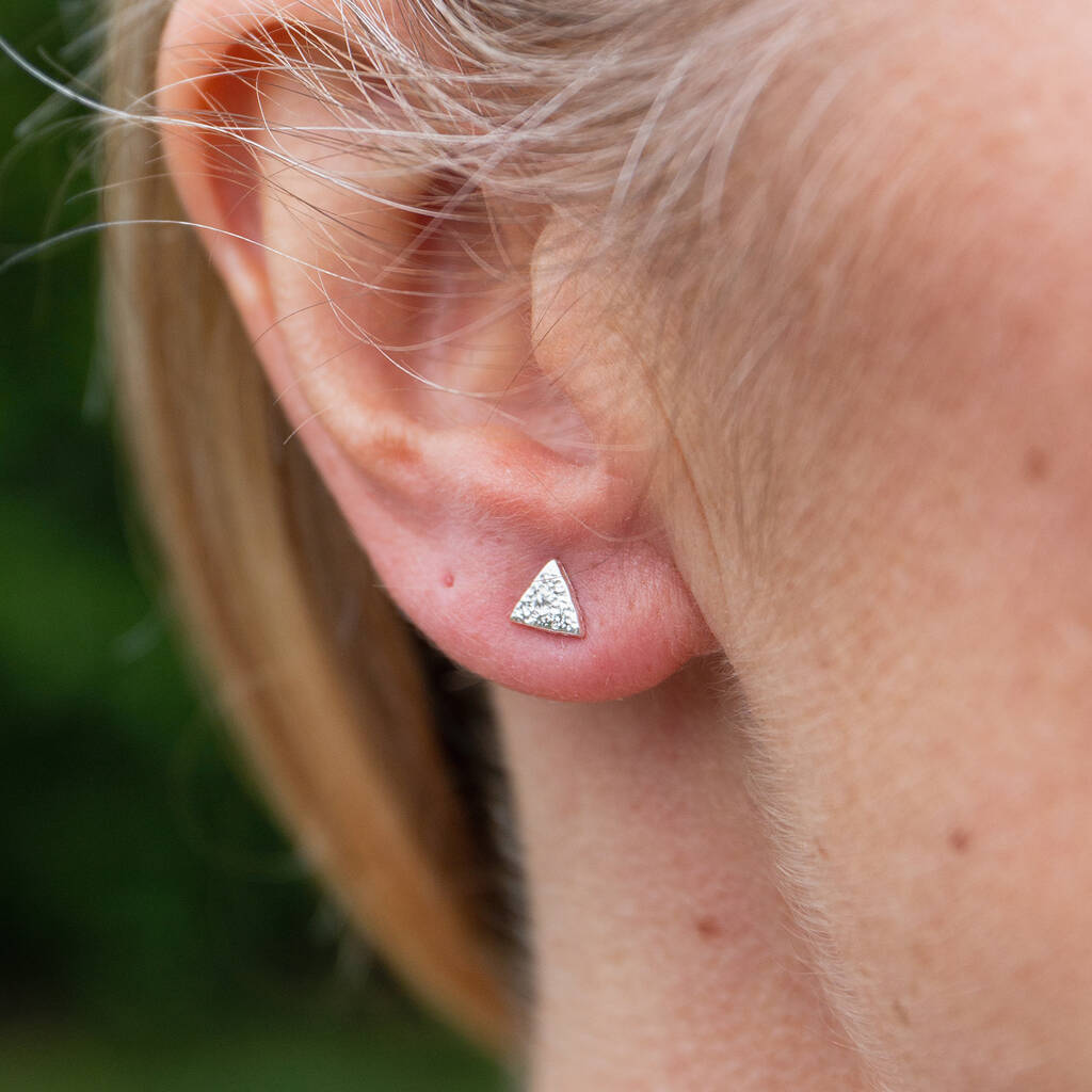 Sterling Silver Mini Triangle Studs, 1 of 8
