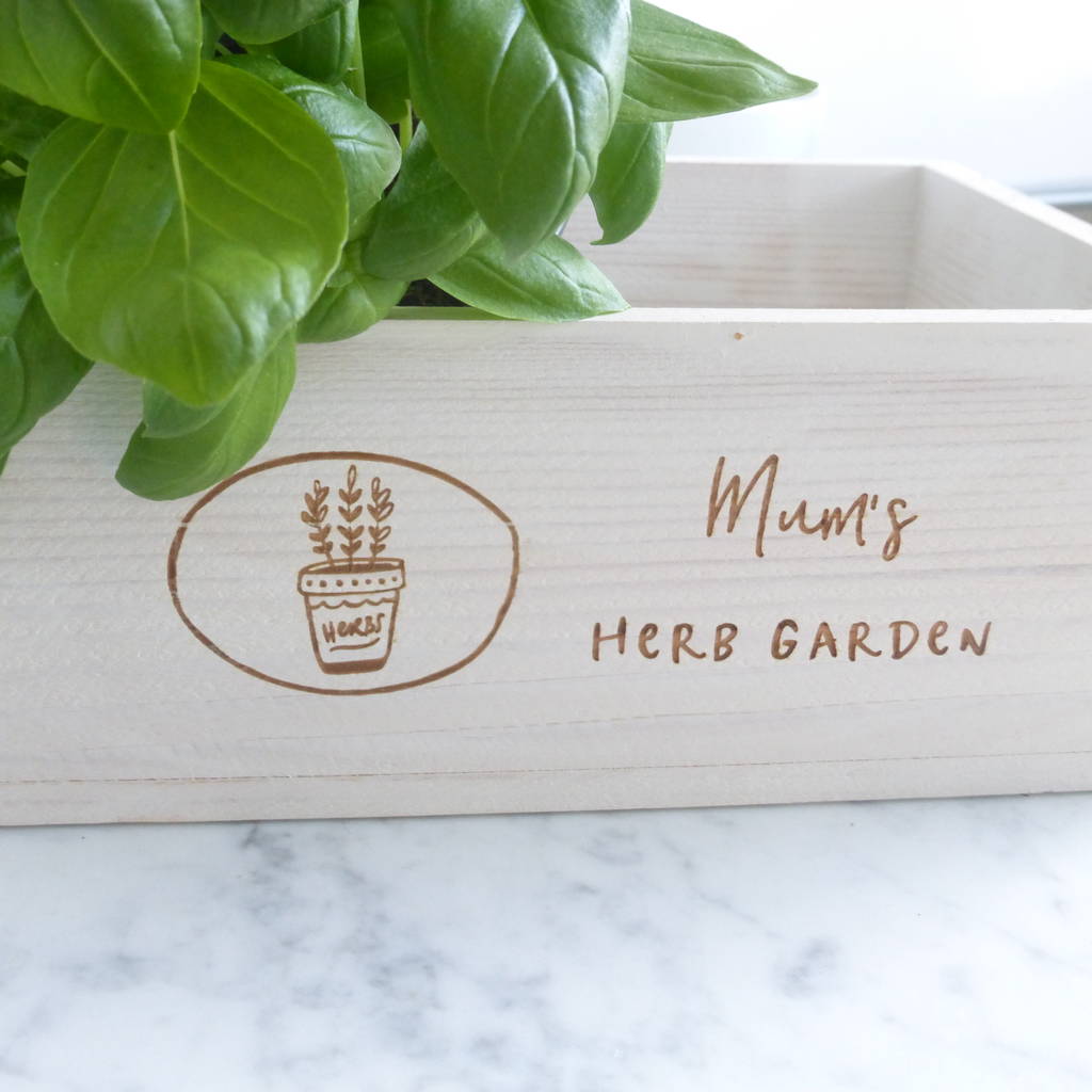 Personalised Wooden Herb Planter