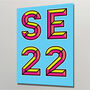 Se22 Dulwich Postcode Neon Typography Print, thumbnail 1 of 4