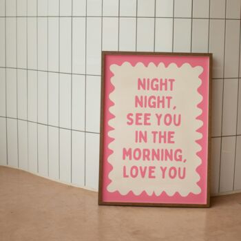 Night Night Wall Print | Watermelon And Cream, 2 of 3