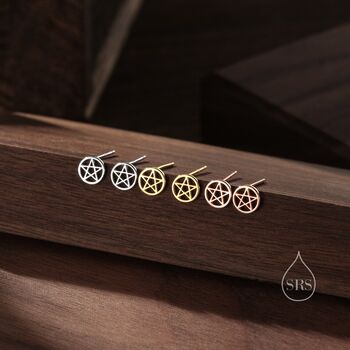 Pentagram Star Stud Earrings In Sterling Silver, 2 of 11