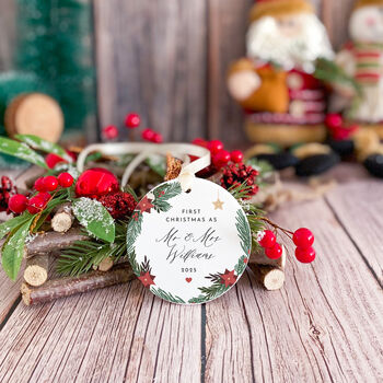 Personalised First Xmas As Mr And Mrs Ornament, 3 of 7