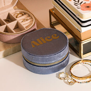 Personalised Velvet Name Jewellery Box Travel Gift For Her, 2 of 9