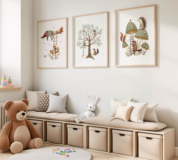 Whimsical Woodland Friends Art Print Set, 2 of 3