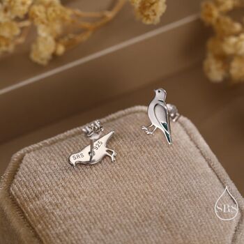 Sterling Silver Eurasian Collared Dove Earrings, 6 of 11