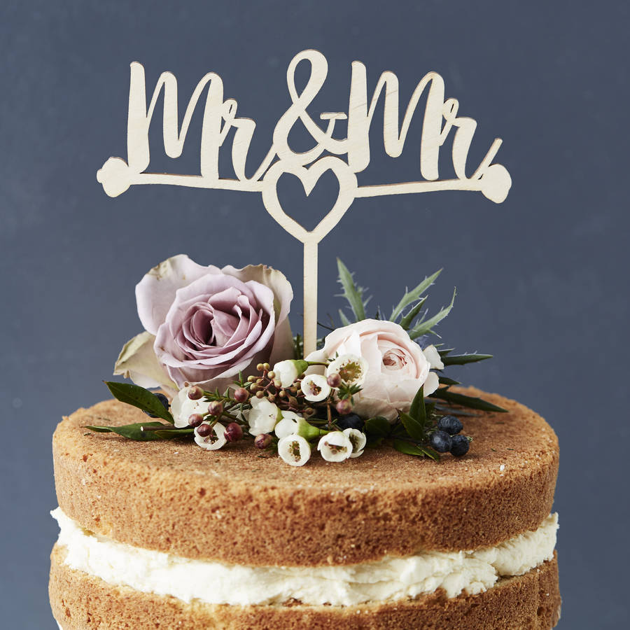 mr and mr heart wooden wedding  cake  topper  by sophia 