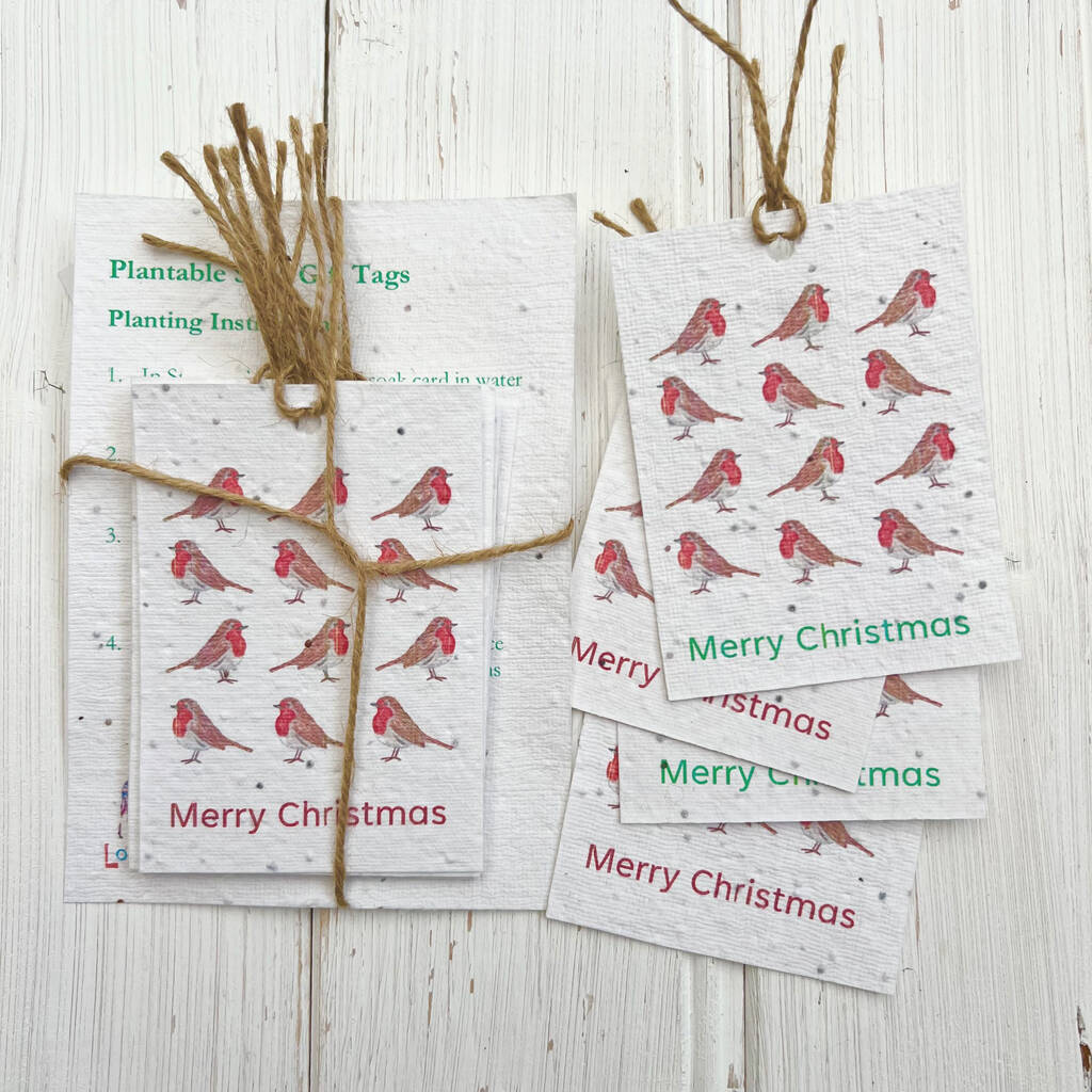Plantable Christmas Robin Seed Gift Tags