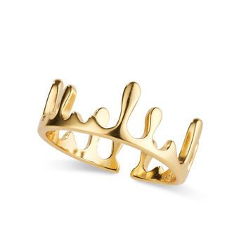 18 K Gold Dainty Drop Crown Band Ring, 3 of 4