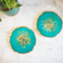 Blue Iridescent Geode Resin Coasters, thumbnail 6 of 11