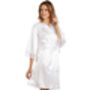 British Made White Short Bridal Satin Dressing Gown With Lace Detail Ladies Size Eight To 28 UK, thumbnail 1 of 5