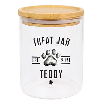 Pet Treats Personalised Glass Jar Bamboo Lid, 3 of 5