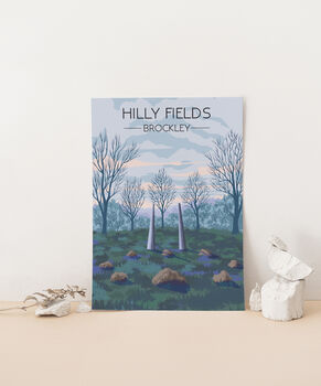 Hilly Fields Brockley London Travel Poster Art Print, 3 of 8