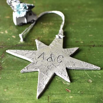 Personalised Silver Star Hanging Decoration, 3 of 7