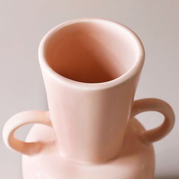 Pink Ceramic Vase With Handles, H20cm, 3 of 3