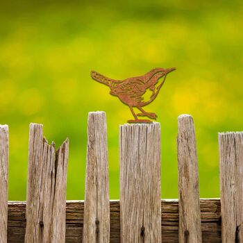 Metal Wren Garden Decor Rusty Bird Fence Topper Art, 8 of 10