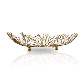 Gold Brass Branch Bowl With Rounded Feet, 2 of 2
