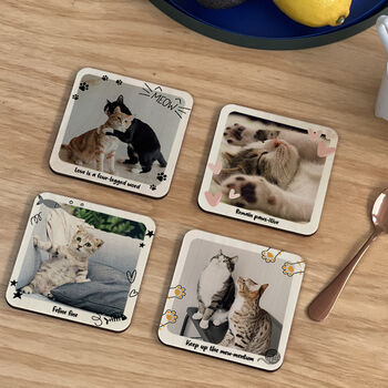 Personalised Cat Instagram Photo Coaster Set Of Four, 3 of 7