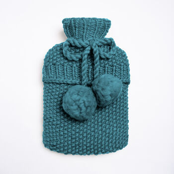 Hot Water Bottle Cover Knitting Kit Duck Egg, 2 of 3