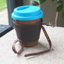 Personalised Reusable Coffee Cup Leather Bike Holder, thumbnail 4 of 6