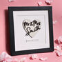 Mr And Mrs Wooden Heart Personalised Wedding Print, thumbnail 1 of 4