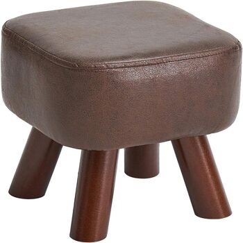 Solid Wood Stool Pouffe Chairs Padded Seat Footrest, 4 of 6